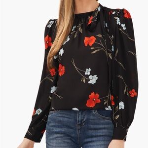 Floral Black Blouse
